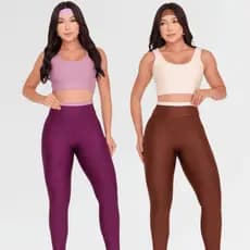 Conjunto Fitness Bicolor Calça Legging Top Alça Tecido Tubular Reforçada Não Desbota Premium