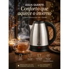 Chaleira Elétrica Inox 1,8L 127V 1000W para Café, Chá e Chimarrão