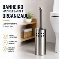 Kit Escova Sanitária Inox Premium Com Suporte Higiênico Banheiro Anti Ferrugem  Moderno