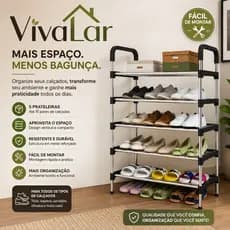 Sapateira Organizadora 5 Prateleiras VivaLar em Metal para Até 15 Pares de Calçados