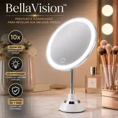 Espelho de Maquiagem com LED BellaVision™ 10x | Iluminação Touch, Haste Flexível 360° e Ventosa de Alta Fixação
