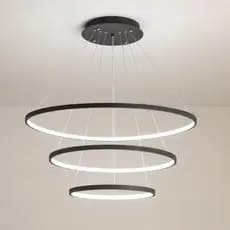 LUMINARIA LUSTRE PENDENTE 3 ARCOS ANÉIS AROS PRETO BRANCO-NEUTRO 4000K BIVOLT LUSTRE PENDENTE PARA SALA COZINHA
