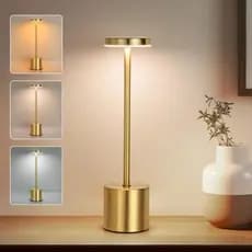 Luminária Mesa Abajur Led Sem Fio Dimerizável Recarregável Luminária Dourada Touch Com Cabo USB-c