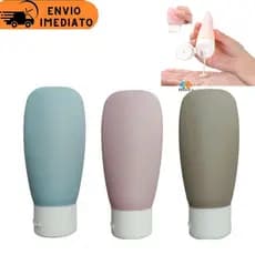3 Frascos Viagem 60ml Para Shampoo Creme Sabonete Cosmeticos Tampa Fliptop