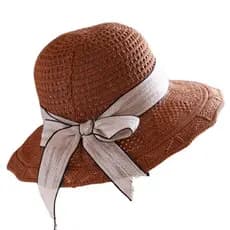Chapéu feminino primavera verão novo estilo fio de algodão chapéu de malha feminino chapéu de sol versão coreana fita ba