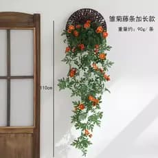 Novo estilo flor artificial margarida flor artificial artificial planta verde videira interior parede vista sala de esta