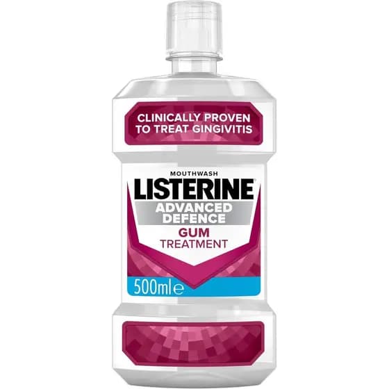 Enxaguante bucal Listerine Advanced Defense para tratamento de gengivas (500ml), clinicamente comprovado para tratar doe
