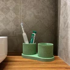 Porta Escovas de Dente Duplo Organizador Minimalista - Multiuso para Banheiro, Escritório e Home Office
