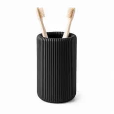 Porta Escovas de Dente Canelado Preto Organizador Banheiro Luxo Minimalista, Canetas, lápis e marcadores