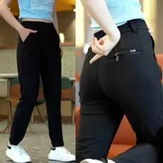 Calças Casuais Femininas pwm Ice Silk Samoieda MaxConfort Estilo Fino de Verão Zanzea com Zíper