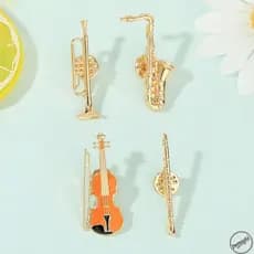 pwm 4 Peças de Broches Esmaltados, Pins de Lapela de Liga Metálica com Tema de Instrumentos Musicais, Saxofone, Clarinet
