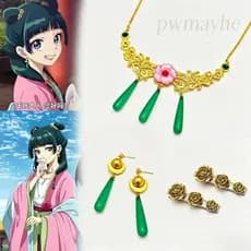 Colar, Brincos e Acessórios de Cabeça Maomao para Cosplay, Acessórios de Anime The Apothecary Diaries, Joias Femininas p