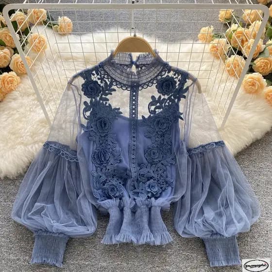 Conjunto de Duas Peças: Blusa de Tricô com Mangas Francesas, Sem Flor Tridimensional, Para o Outono