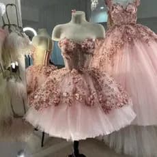 Vestido de noite rosa, super elegante, adequado para exames de arte e apresentações, vestido de festa com ombros à mostr
