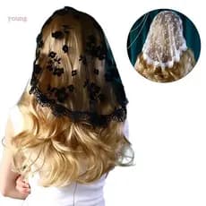 Jovem Lenço Redondo De Renda Para Cabeça , Faixa De Cabelo Meninas , Capela Da Igreja , Véu