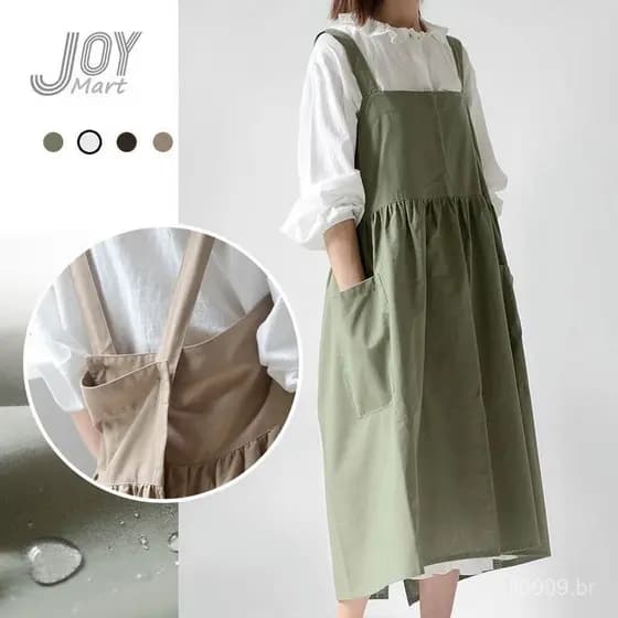 JoyMart Nordic Style Retro Cotton Linen Apron Jardinagem Avental de Trabalho Avental de Cozinha Babete à prova d'água