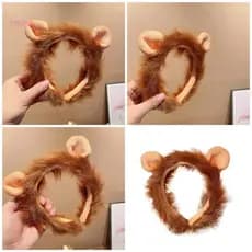 Jovem Adorável 3D Leão Pelúcia Bandana Dos Desenhos Animados Feminino Rosto Lavagem Hairband