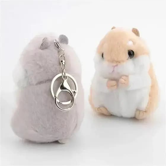 1 Pçs Dos Desenhos Animados Chave Bonito Macio Hamster Chaveiros Falso Pele De Coelho Pompom Fofo Bugigangas Pingente De