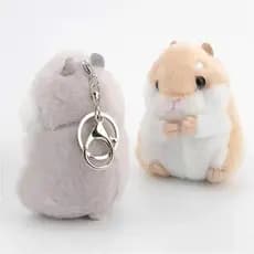 1 Pçs Dos Desenhos Animados Chave Bonito Macio Hamster Chaveiros Falso Pele De Coelho Pompom Fofo Bugigangas Pingente De