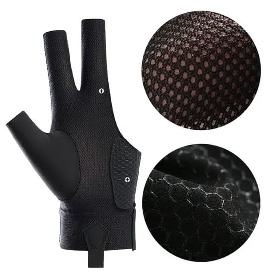 Luvas de snooker, luvas elásticas de três dedos para bilhar, luvas de treinamento antiderrapantes e respiráveis, adequad