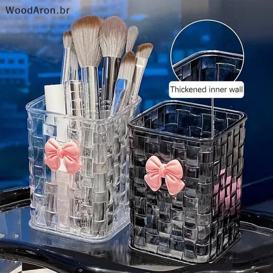 WoodAron Suporte De Pincel De Maquiagem Acrílico Transparente , Organizador De Cosméticos , Caixa De Armazenamento De Ba
