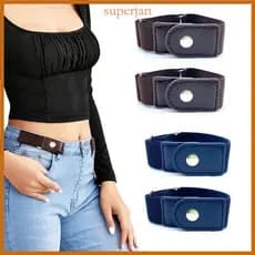 SUP Jean Botão Stretch Costura Cintura Fivela Rápido Cinto Elástico