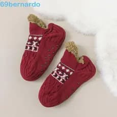 BERNARDO Sapatos De Chão De Inverno , Meias Internas De Pelúcia Unissex Para Dormir , Chinelos Casa Listradas De Lã Cora