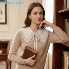 Colar Falso De Organza BERNARDO , Gravata De Contas De Unha Preta E Branca Estilo Versátil , Elegante