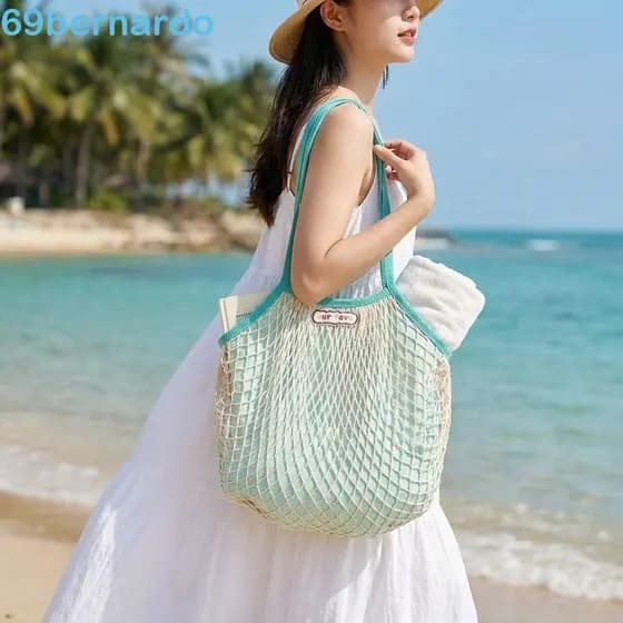 Bolsa De Ombro Tecida BERNARDO , Tecido Vazada Da Moda Verão Grande Capacidade Praia Simples
