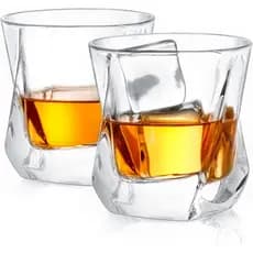 Copos de Uísque de Cristal JoyJolt Aurora, Conjunto de Copos de Uísque Torcidos de 7,4 oz (2 peças), Copos de Bebida Est