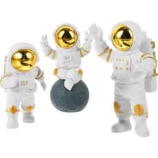 Conjunto de 3 peças de modelos de astronautas, decorações leves de estátuas de astronautas, adequadas para decoração de