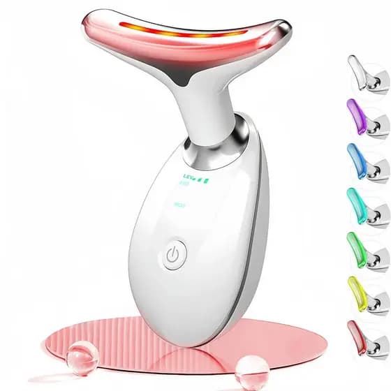 Massageador Facial Cotsoco de 7 Cores, Massageador Facial e de Pescoço com 7 Luzes LED, Dispositivo de Cuidado, Adequado
