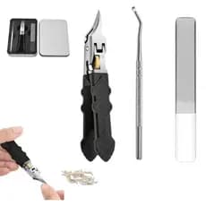 Conjunto de 3 peças de corta-unhas com cabo antiderrapante e trava de engate, corta-unhas ultra-afiados com lâminas extr