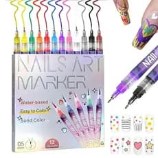 Conjunto de canetas para nail art de 12 cores, caneta 3D aprimorada para manicure em gel, caneta para nail art DIY para