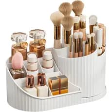 Organizador de Mesa de Maquiagem 2 em 1, 360 ° Suporte Giratório para Pincéis, Organizador de Maquiagem, Organizador de
