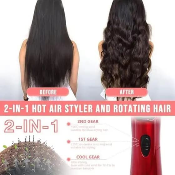 Modelador De Ar Quente 3 Em 1 & amp ; Escova Giratória Para Secador De Cabelo Com 2 Escovas Intercambiáveis | Tecnologia