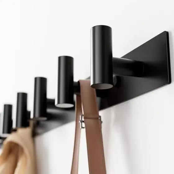 Cabide Preto Montado Na Parede GWAAZXGZ – 5 Estacas Em Formato De T Para Chapéus E Bolsas & amp ; Toalhas , Trilho Metál