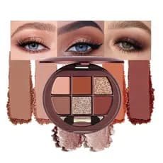 Paleta de Sombras para Olhos com 6 Cores Brilhantes e Matte, Tons Neutros Nude com Brilho Diamante, Maquiagem para Olhos