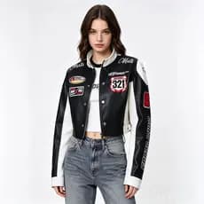 Roupas femininas de couro PU roupas da moda legal bonito Jazz dança roupas de motocicleta