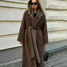 Jaqueta de pele sintética de vison feminina estilo Extra longo