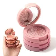 Paleta de Sombras 3 em 1, Novo Trio de Sombras Multi Coetics 2026 com Espelho, Trio de Sombras em Pó Rosa com Tamanho de