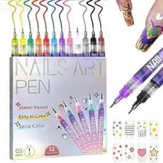 Conjunto de Canetas para Esmalte de Unhas DANONI com 12 Cores, Nova Caneta Delineadora para Esmalte de Unhas com Ponta F