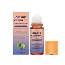 Óleo de Rícino Orgânico Roll-On com Esfera de Quartzo Rosa, Óleo de Rícino Dourado Orgânico Puro Prensado a Frio para Cr