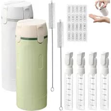 Conjunto de Dispensadores de Viagem Rotativos e à Prova de Vazamentos 4 em 1 - 4 Frascos de Viagem de 40ml para Produtos