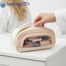 LANFENG Estojo De Lápis Com Janela Transparente , Porta-Escolar , Bolsa De Papelaria Coreana
