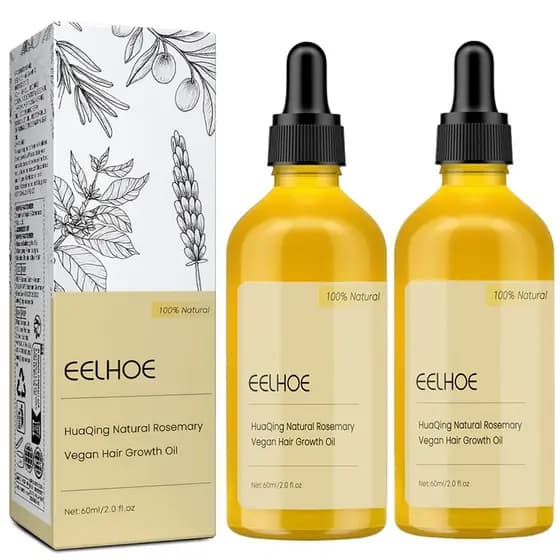 Pacote com 2 Óleos Naturais para Crescimento Capilar, Óleo para Crescimento Capilar Carvenchi com Alecrim Orgânico, Nutr