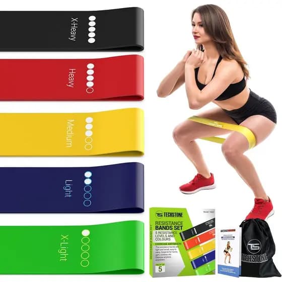Conjunto de Faixas de Resistência TechStone – 5 Níveis de Faixas Elásticas para Exercícios para Homens e Mulheres, Faixa