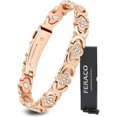 Pulseiras de Cobre Puro Feraco para Mulheres, Pulseira de Terapia Magnética Ultra Resistente para Alívio da Dor com Ímãs