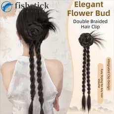 FISHSTICKA Tranças Longas De Torção , Coque De Cabelo , Clipe De Garra , Volume Natural , Peruca De Trança De Bola Meio-