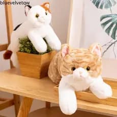BLUEVELVETQW Simulação Gato De Pelúcia , Design Realista Material Macio Imitação Deitado Brinquedos